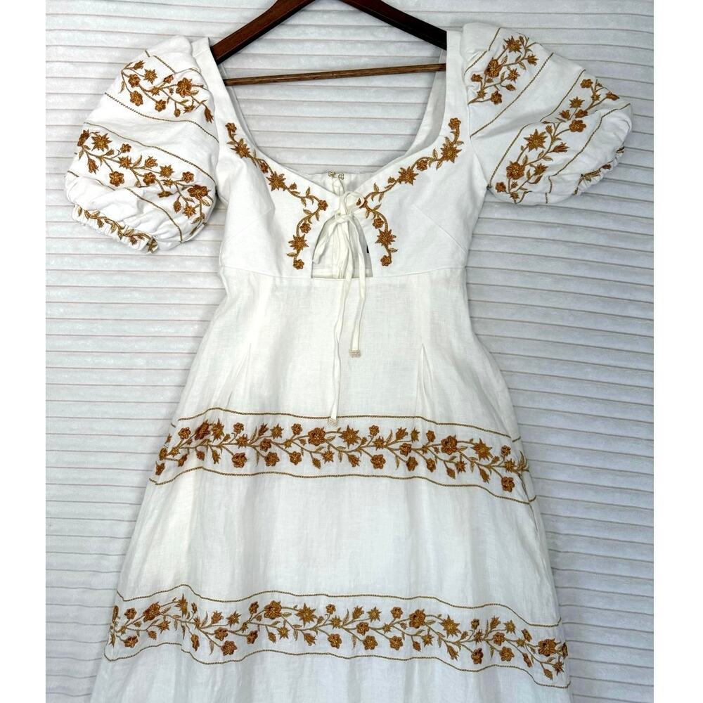 Agua by Agua Bendita Small Linen Maxi Dress Embroidered NWT- See Notes - Picture 8 of 16